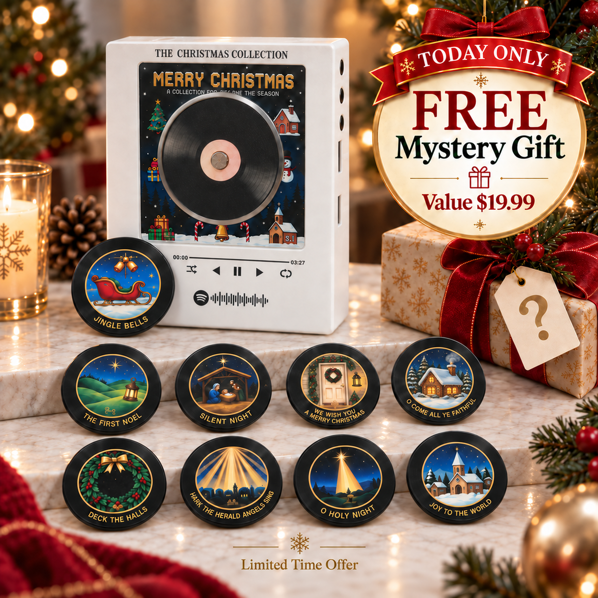 The Christmas Collection player with its record discs